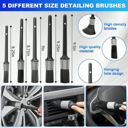 THINKWORK Windshield Cleaner Tool, Car Interior Cleaning Kit, Car Detailing Kit Interior Cleaner With10Pcs Detailing Brush Set, Gray Auto Detailing Supplies &Amp; Accessories