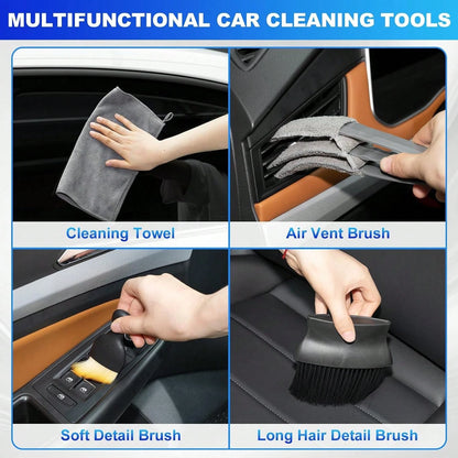 THINKWORK Windshield Cleaner Tool, Car Interior Cleaning Kit, Car Detailing Kit Interior Cleaner With10Pcs Detailing Brush Set, Gray Auto Detailing Supplies &Amp; Accessories