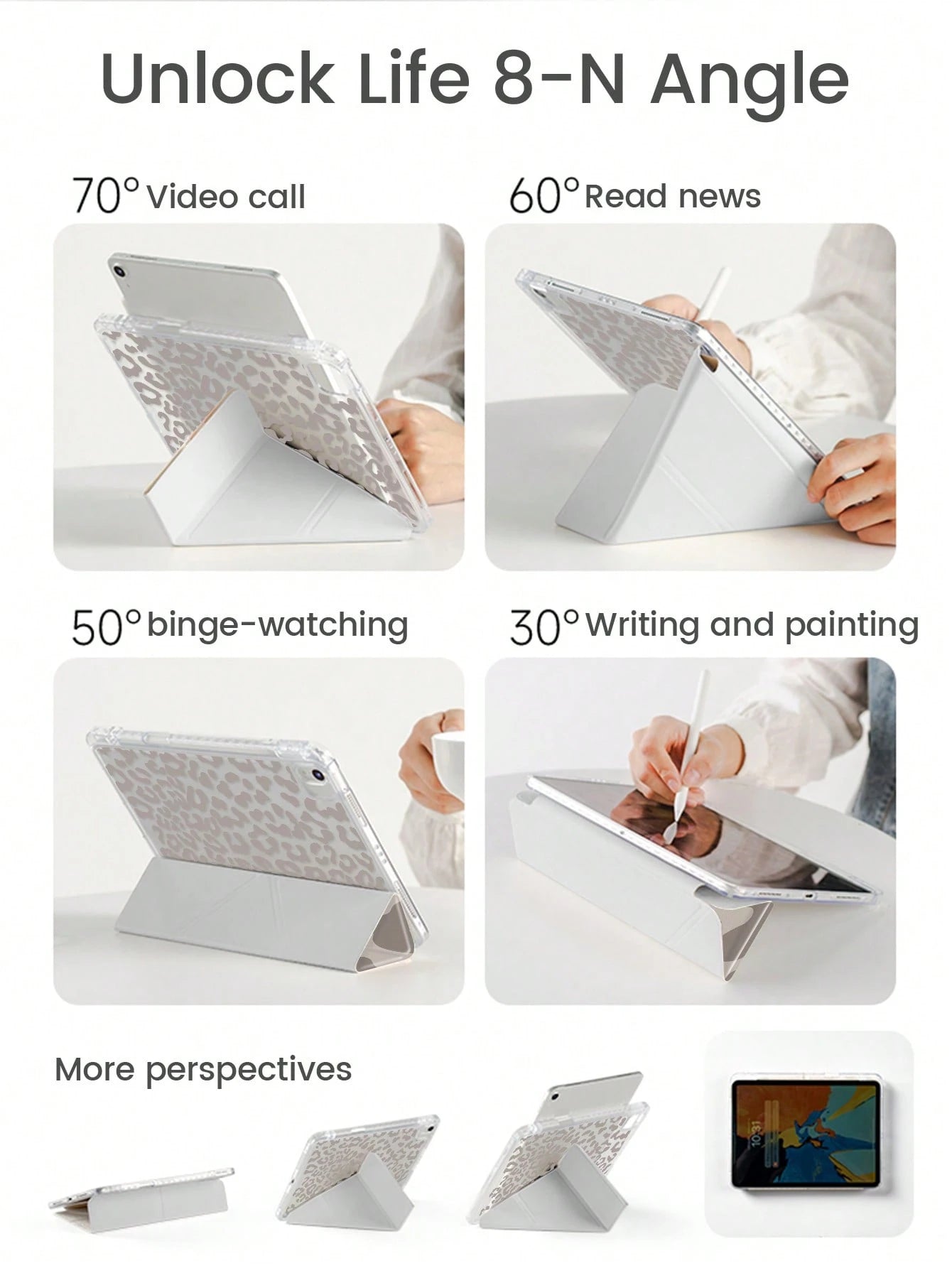 This Beautiful And Cute Leopard Print Double-Sided Acrylic Crystal Clear Back Cover Has Shock-Proof Function, Suitable For 7th, 8th (10.2 Inch) And 10th Generation IPad. It Has A Built-In Pen Slot And