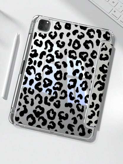 This Beautiful And Cute Leopard Print Double-Sided Acrylic Crystal Clear Back Cover Has Shock-Proof Function, Suitable For 7th, 8th (10.2 Inch) And 10th Generation IPad. It Has A Built-In Pen Slot And