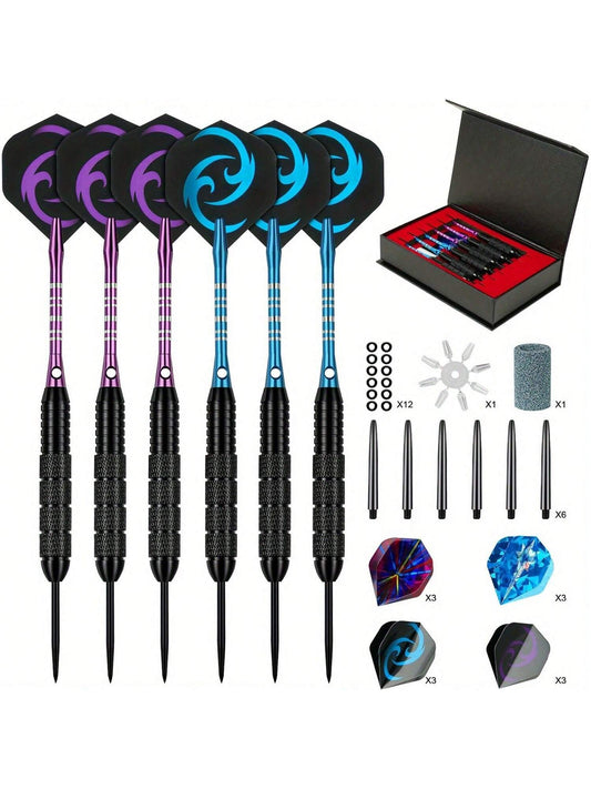 This Cyeelife 24G Brass Barrel Darts Set Includes 3 Steel Tip Darts, 3 Pieces Of Pet Aircraft, 3 Dart Shafts, 1 One Dart Stone And 1 One Darts Box (Zf02)