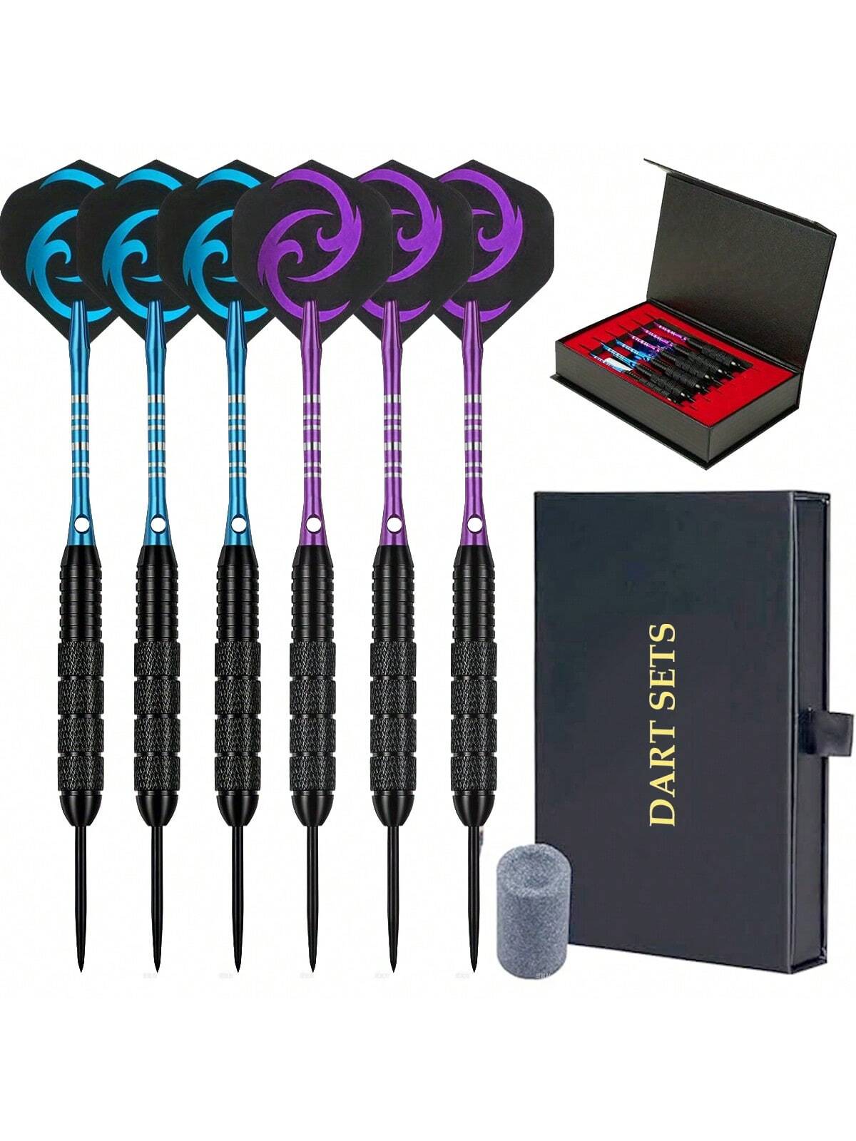 This Cyeelife 24G Brass Barrel Darts Set Includes 3 Steel Tip Darts, 3 Pieces Of Pet Aircraft, 3 Dart Shafts, 1 One Dart Stone And 1 One Darts Box (Zf02)