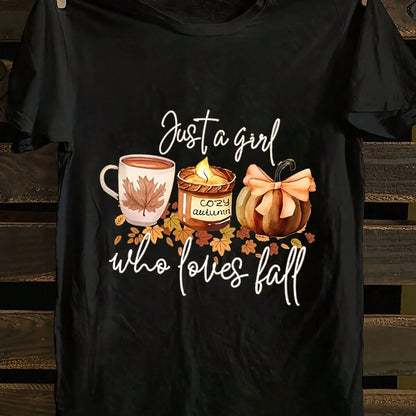 This Is Simply A T-Shirt For A Girl Who Loves Autumn. It's Comfortable, Breathable, And Stretchy, Perfect For Festive Occasions And Everyday Wear.