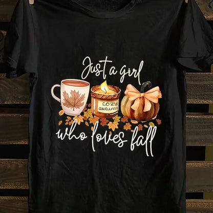 This Is Simply A T-Shirt For A Girl Who Loves Autumn. It's Comfortable, Breathable, And Stretchy, Perfect For Festive Occasions And Everyday Wear.