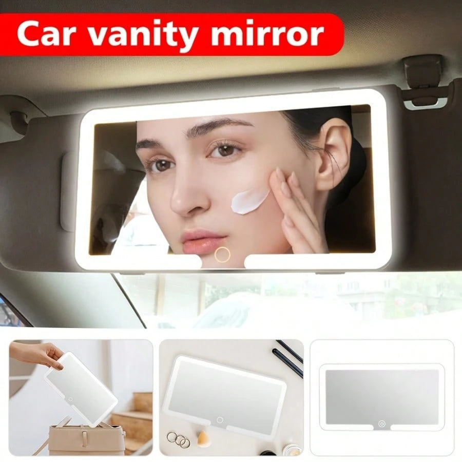Three Lighting Modes, USB Charging, Personal Rearview Mirror, LED With Light, Detachable Car Vanity Mirror- Convenient Passenger Side Interior Vanity Mirror, Suitable For Quick Photo Editing, Compati