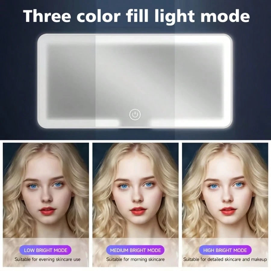 Three Lighting Modes, USB Charging, Personal Rearview Mirror, LED With Light, Detachable Car Vanity Mirror- Convenient Passenger Side Interior Vanity Mirror, Suitable For Quick Photo Editing, Compati
