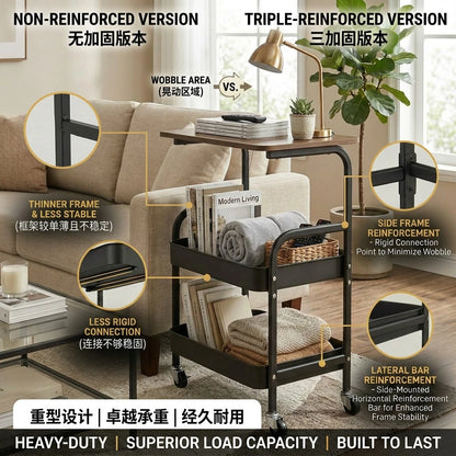 Three-Tier Rolling Cart, Multi-Functional Metal Storage Shelf, Snack Shelf, Durable Shelf, Portable Wheels, Suitable For Home Or Office Use, Office Storage And Organization Rolling Cart