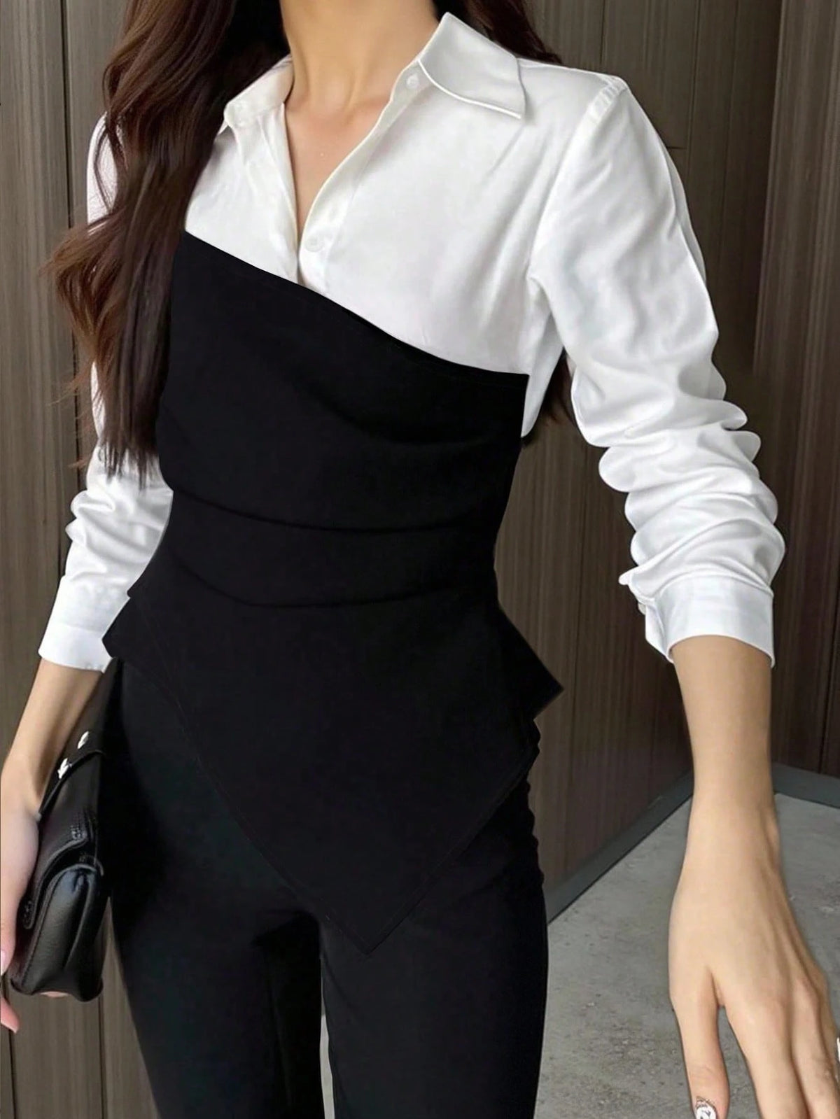 Tideelle Fashionable Casual Elegant Versatile Colorblock Women Shirt Fall Cloth For Women