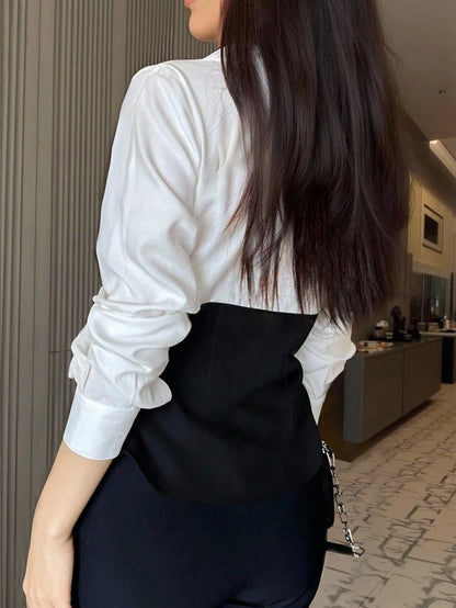 Tideelle Fashionable Casual Elegant Versatile Colorblock Women Shirt Fall Cloth For Women