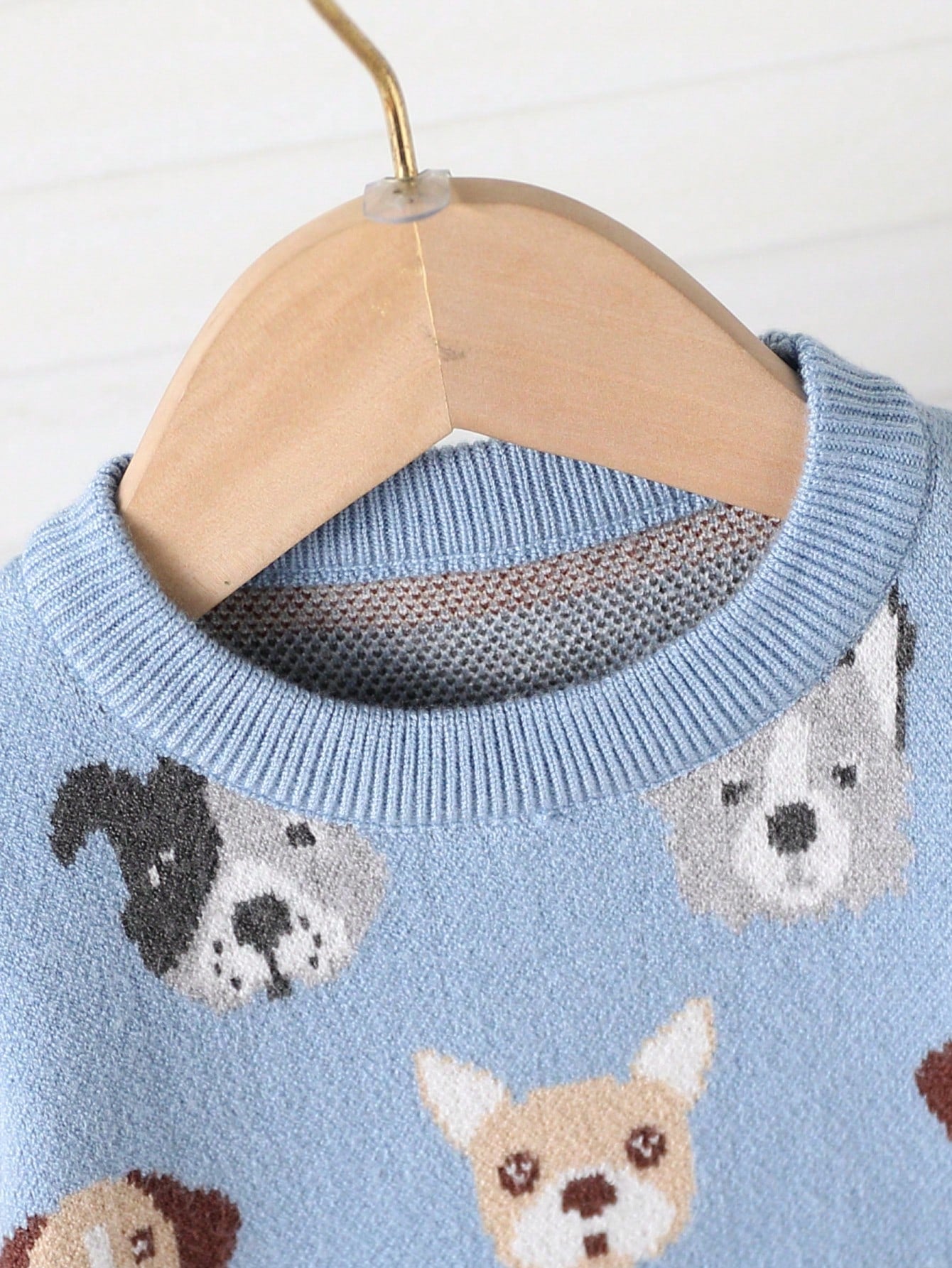 Toddler Boys' Fashionable Blue Jacquard Knit Sweater & Pants Set,Cute Autumn Dog Print Baby Clothes,Newborn Winter Pullover Outfits Matching Family