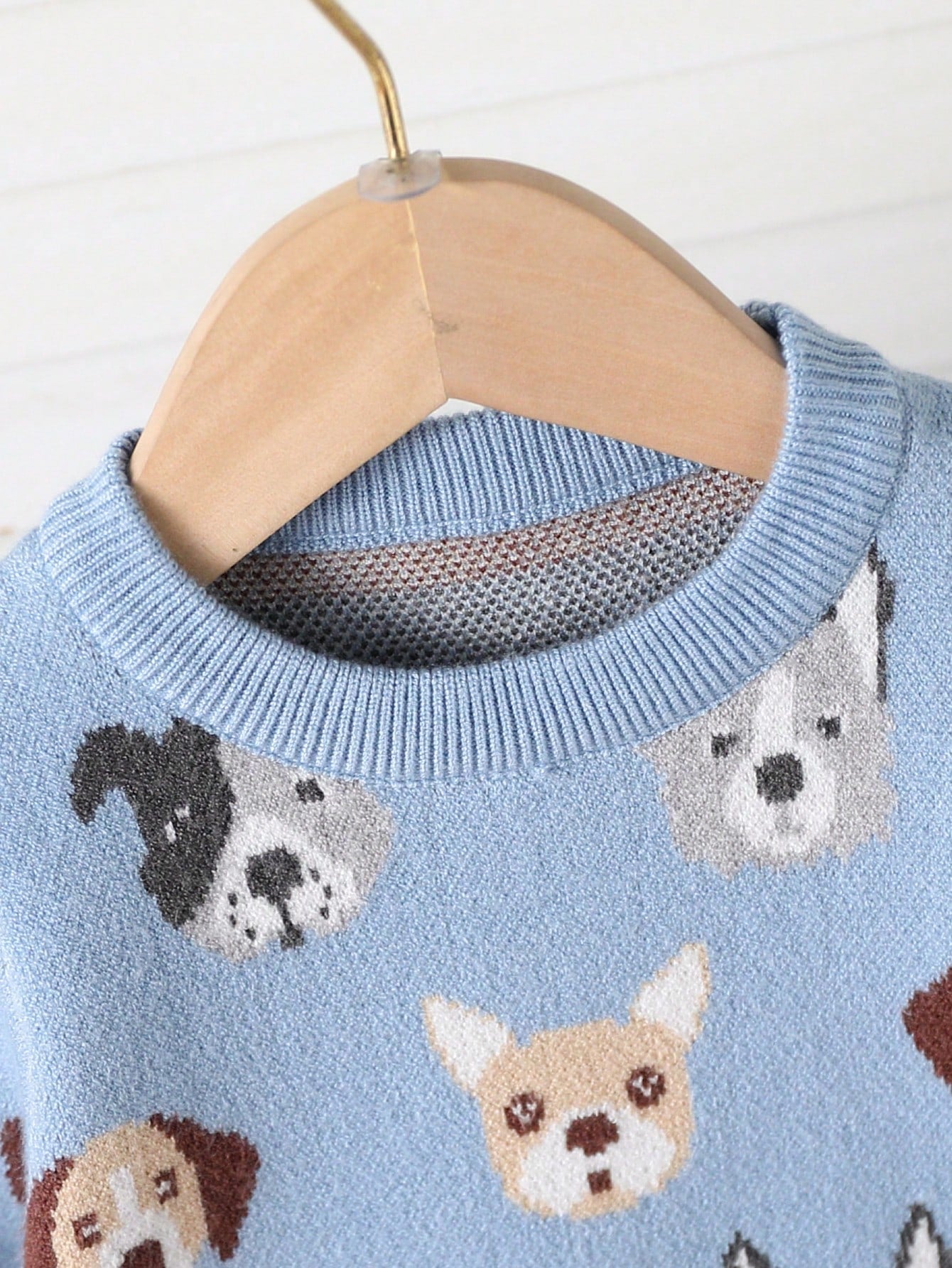 Toddler Boys' Fashionable Blue Jacquard Knit Sweater & Pants Set,Cute Autumn Dog Print Baby Clothes,Newborn Winter Pullover Outfits Matching Family