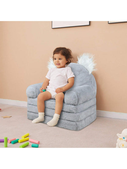 Toddler Chair Plush With Removable Cover, Kids Sofa Bed To Lounger, Comfy Kids Couch For Kids Age 18 Months And Up, Toddler Recliners For Kids