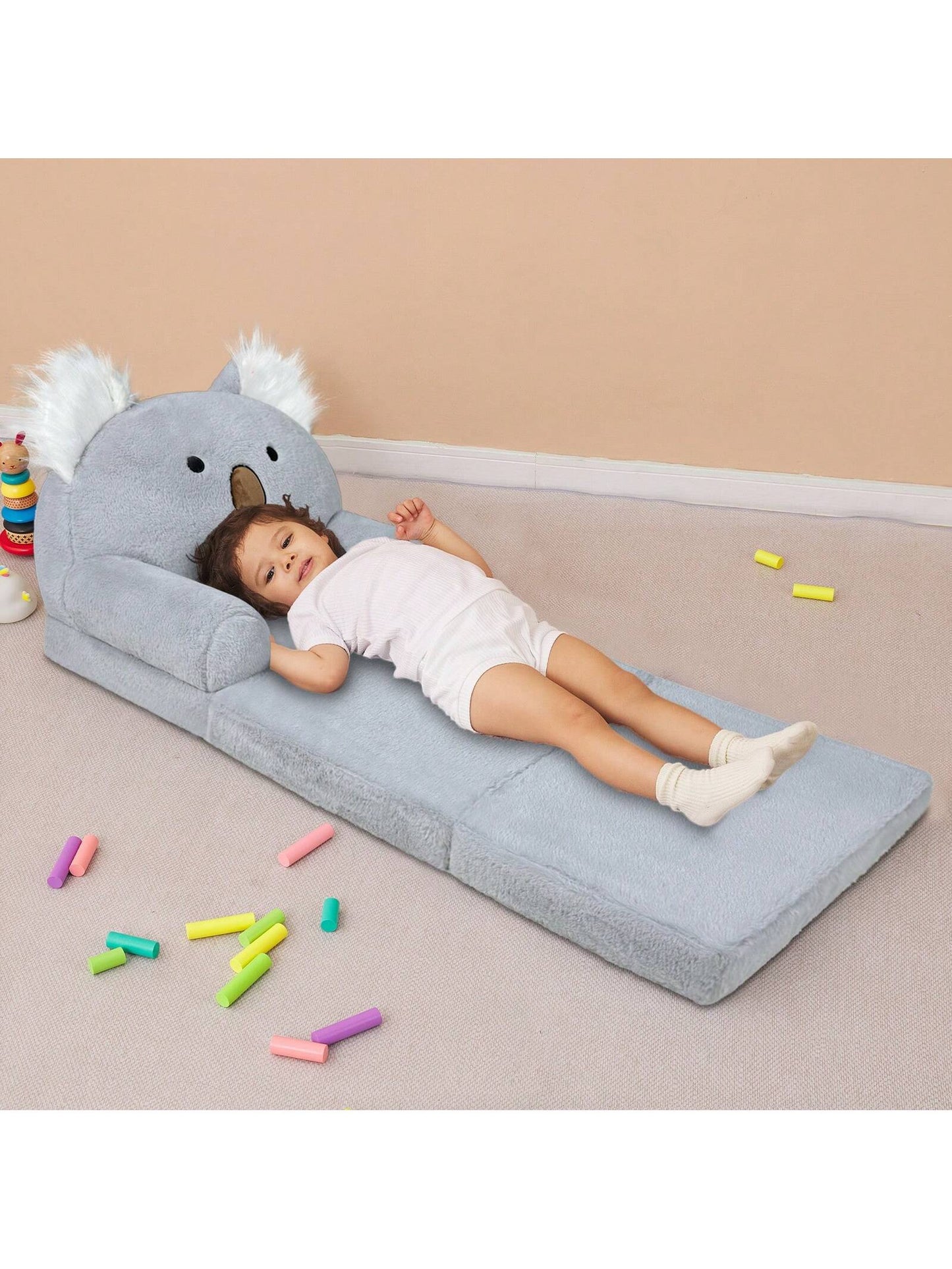 Toddler Chair Plush With Removable Cover, Kids Sofa Bed To Lounger, Comfy Kids Couch For Kids Age 18 Months And Up, Toddler Recliners For Kids