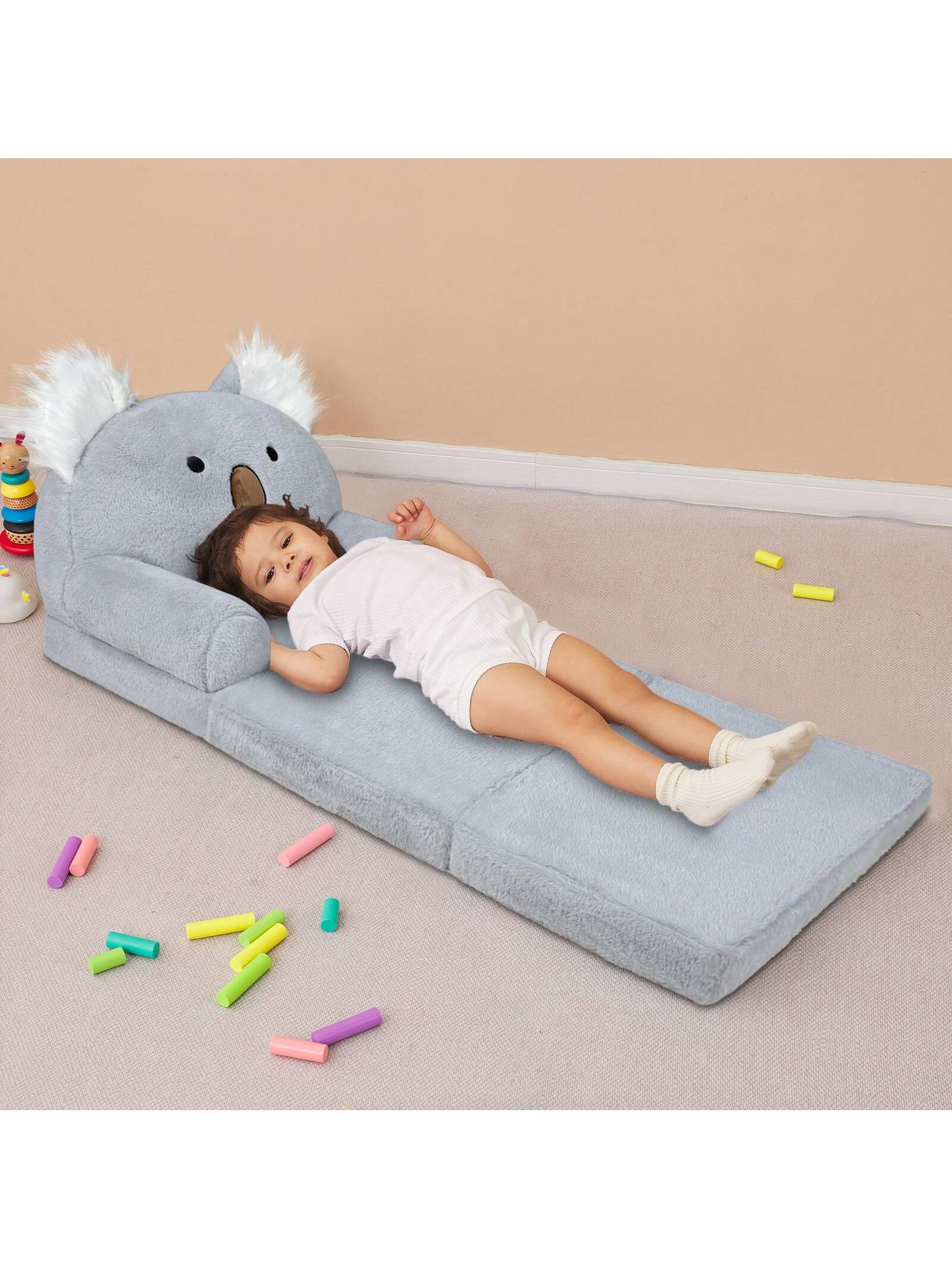 Toddler Chair Plush With Removable Cover, Kids Sofa Bed To Lounger, Comfy Kids Couch For Kids Age 18 Months And Up, Toddler Recliners For Kids