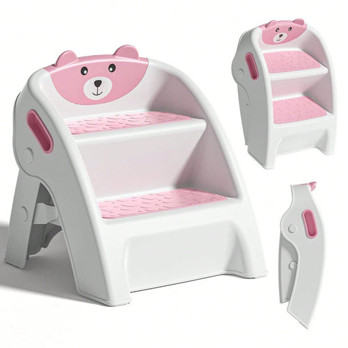 Toddler Step Stool For Bathroom Sink & Potty Training, 2-Step Stool With Anti-Slip Wide Steps, Anti-Tip A-Frame, Easy Assembly