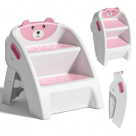 Toddler Step Stool For Bathroom Sink & Potty Training, 2-Step Stool With Anti-Slip Wide Steps, Anti-Tip A-Frame, Easy Assembly