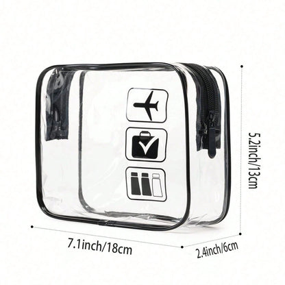 Toiletry Bag, 3 Transparent Toiletry Bags, Quart Size Travel Makeup Bag, Suitable For Men And Women, Portable Airport Airline Compliant Bag (Black)