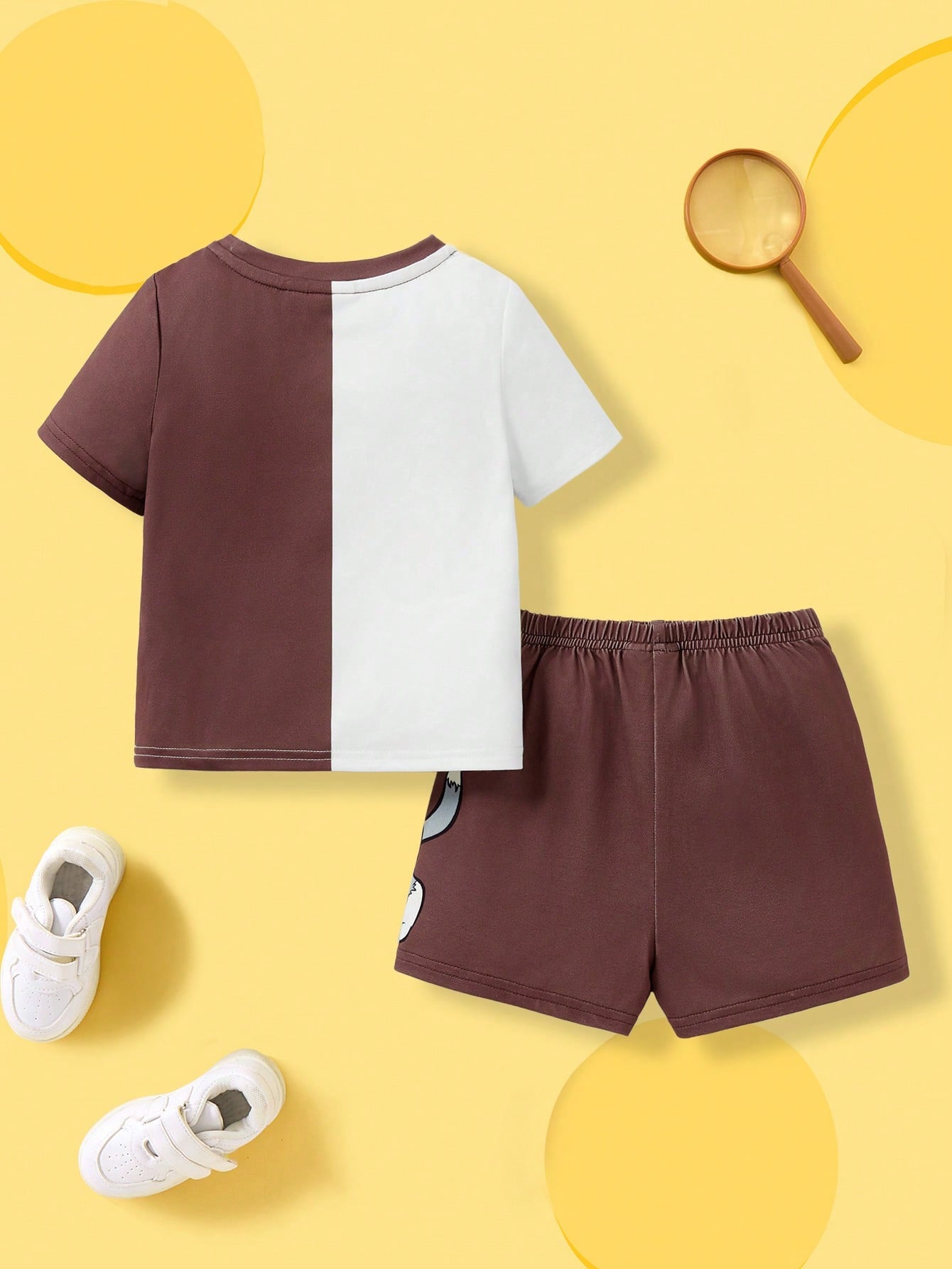 TOM & JERRY X 2pcs/Set Baby Boy Cute Casual Colorblock Cartoon Graphic Short Sleeve T-Shirt And Shorts, Spring/Summer