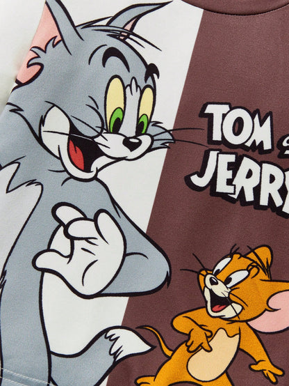 TOM & JERRY X 2pcs/Set Baby Boy Cute Casual Colorblock Cartoon Graphic Short Sleeve T-Shirt And Shorts, Spring/Summer