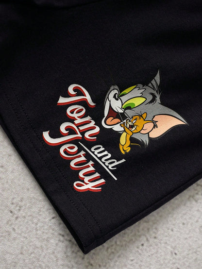 TOM & JERRY X Baby Boy Round Neck Letter Cartoon Print Short Sleeve T-Shirt And Shorts Casual Daily Outfit