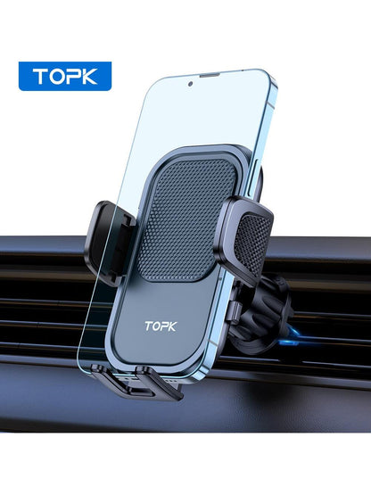 TOPK Car Phone Holder, 360 Degree Rotation Air Vent Phone Mount, Universal Car Ventphone Mount, Upgrade Spiral Hook For Navigation