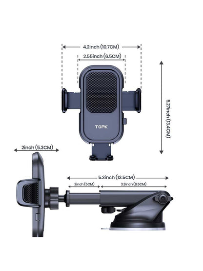 TOPK Car Phone Holder, 360 Degree Rotation Air Vent Phone Mount, Universal Car Ventphone Mount, Upgrade Spiral Hook For Navigation