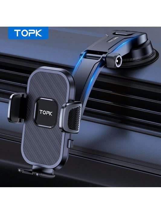 TOPK D38-C Car Phone Holder Mount, Upgraded Adjustable Horizontally And Vertically Cell Phone Holder For Car Dashboard Compatible With All Phones