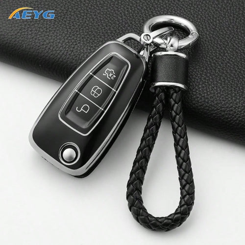 TPU Car Key Cover For Fiesta, Transit, Mondeo, Escape 2, EcoSport, Focus Mk4, 3-Button Flip Folding