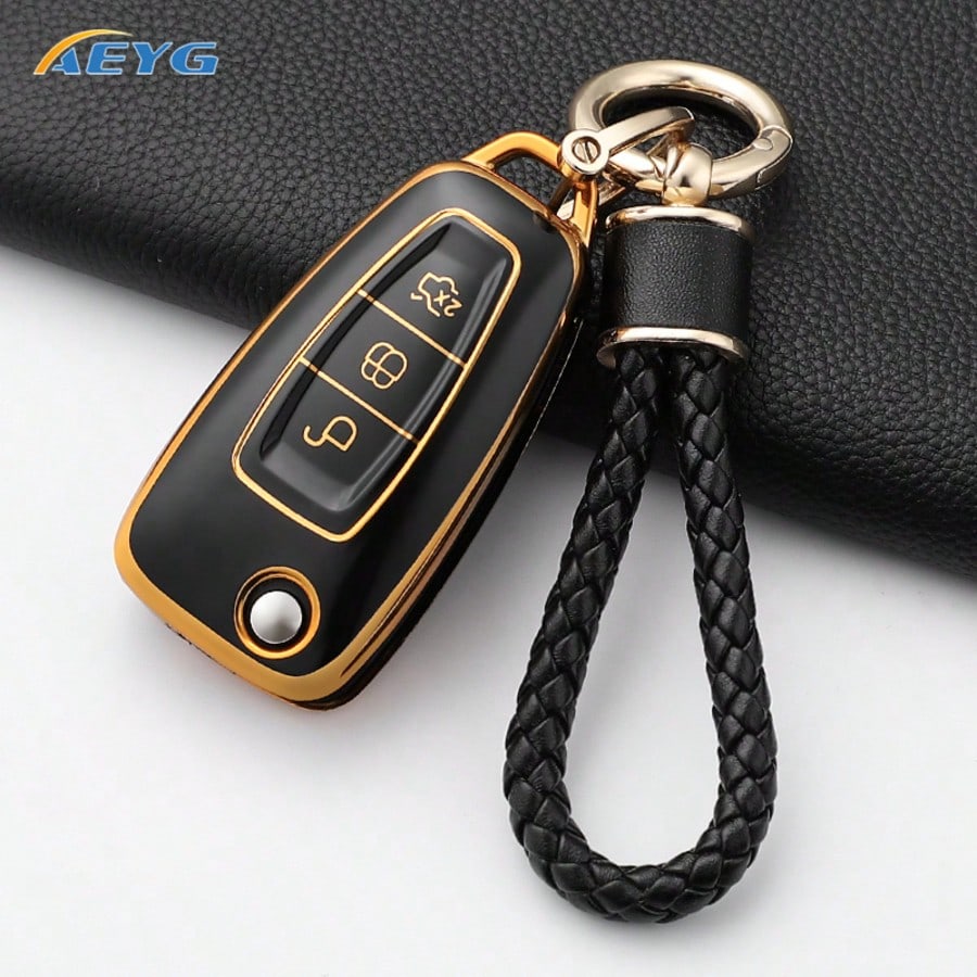 TPU Car Key Cover For Fiesta, Transit, Mondeo, Escape 2, EcoSport, Focus Mk4, 3-Button Flip Folding