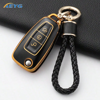 TPU Car Key Cover For Fiesta, Transit, Mondeo, Escape 2, EcoSport, Focus Mk4, 3-Button Flip Folding