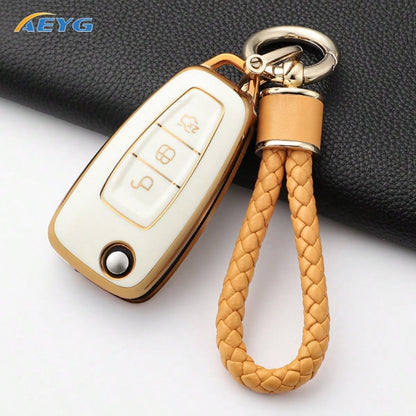 TPU Car Key Cover For Fiesta, Transit, Mondeo, Escape 2, EcoSport, Focus Mk4, 3-Button Flip Folding