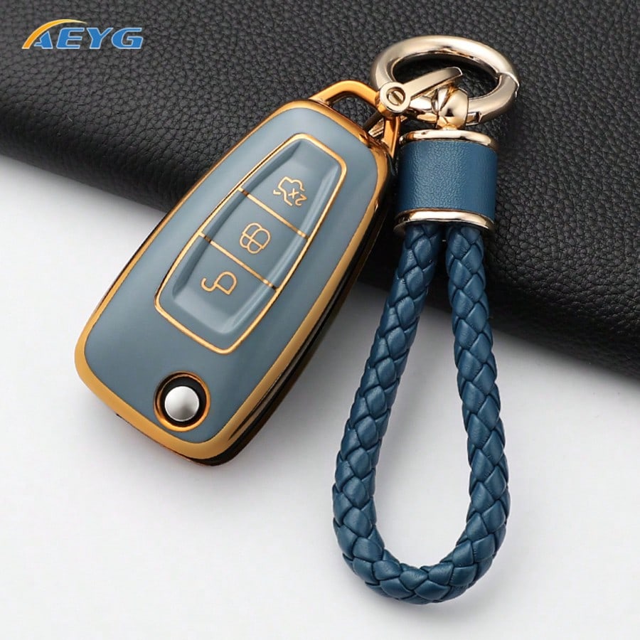 TPU Car Key Cover For Fiesta, Transit, Mondeo, Escape 2, EcoSport, Focus Mk4, 3-Button Flip Folding