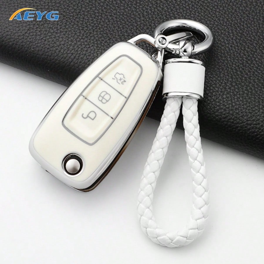 TPU Car Key Cover For Fiesta, Transit, Mondeo, Escape 2, EcoSport, Focus Mk4, 3-Button Flip Folding
