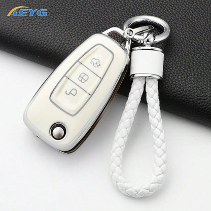 TPU Car Key Cover For Fiesta, Transit, Mondeo, Escape 2, EcoSport, Focus Mk4, 3-Button Flip Folding
