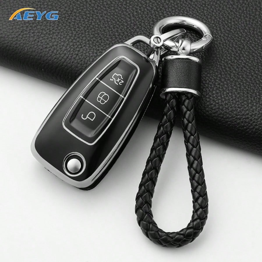 TPU Car Key Cover For Fiesta, Transit, Mondeo, Escape 2, EcoSport, Focus Mk4, 3-Button Flip Folding