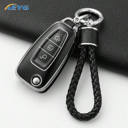 TPU Car Key Cover For Fiesta, Transit, Mondeo, Escape 2, EcoSport, Focus Mk4, 3-Button Flip Folding