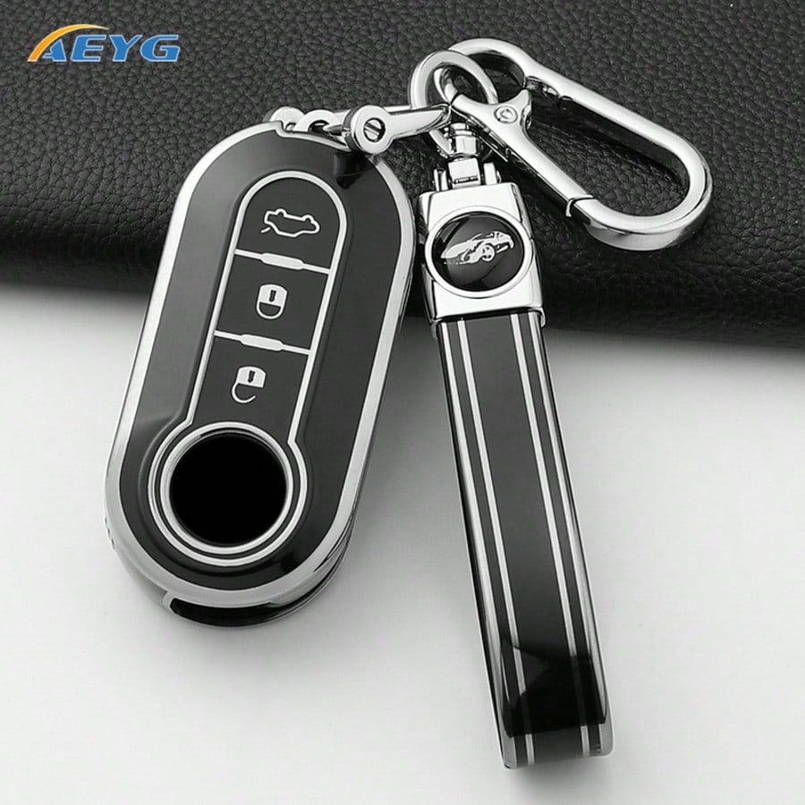 TPU Car Key Fob Cover, Anti-Scratch Shockproof Key Protective Shell With Textured Grip & Precise Cutouts, Remote Key Case Fit Fiat Ducato 500 500L Panda Grande Punto Lancia Musa Auto Accessories