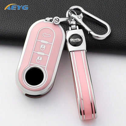 TPU Car Key Fob Cover, Anti-Scratch Shockproof Key Protective Shell With Textured Grip & Precise Cutouts, Remote Key Case Fit Fiat Ducato 500 500L Panda Grande Punto Lancia Musa Auto Accessories