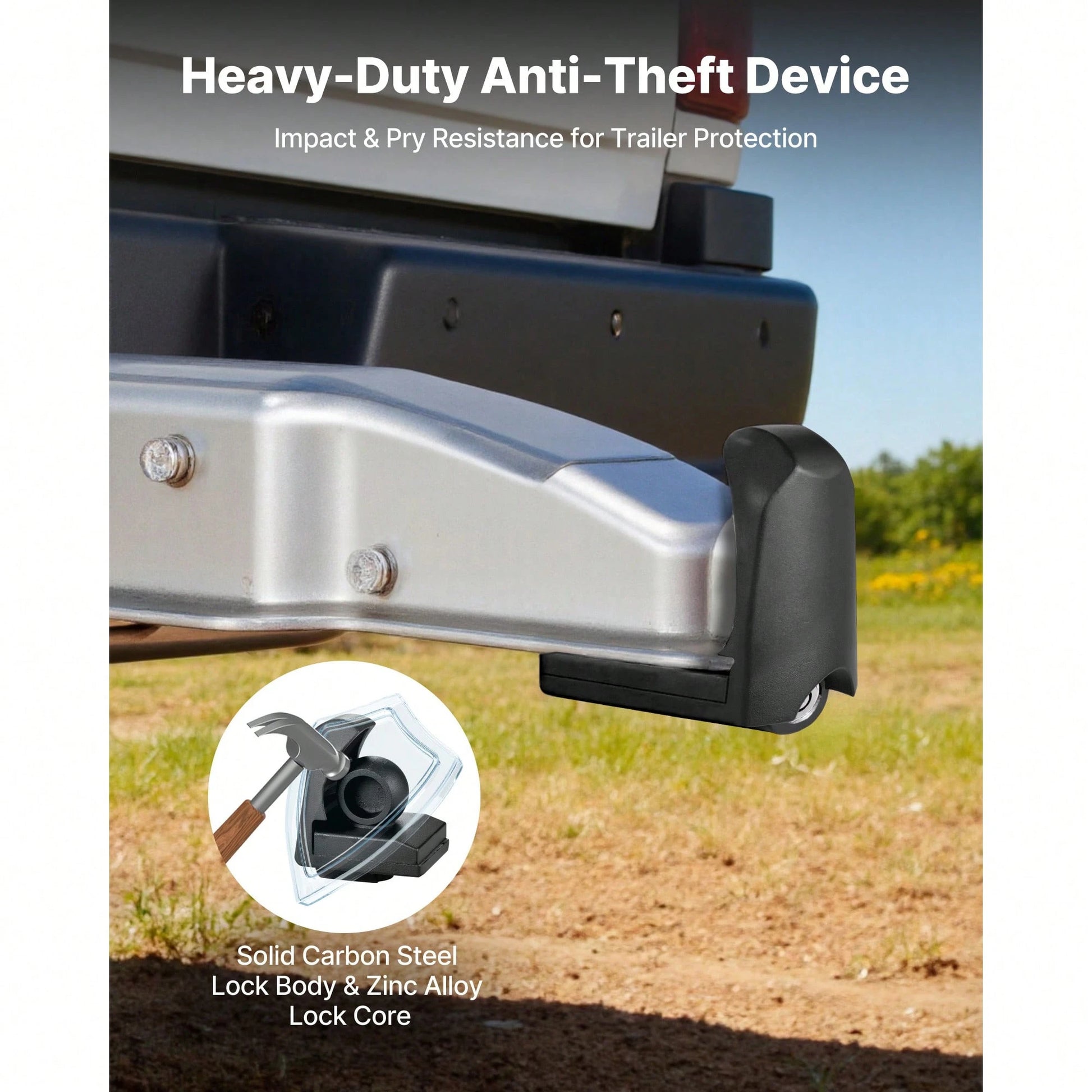 Trailer Hitch Lock, Fits For 1-7/8 In, 2 In, 2-5/16 In Couplers, Heavy-Duty Anti-Theft Trailer Ball Lock With 3 Keys, Prying-Resistant & Impact-Resistant, Fits For RVs, Boats, Trailers, Black