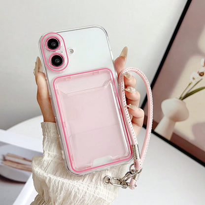 Transparent Minimalist Casual 3D Card Holder TPU With Leather Chain