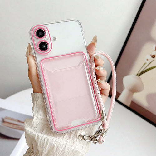 Transparent Minimalist Casual 3D Card Holder TPU With Leather Chain