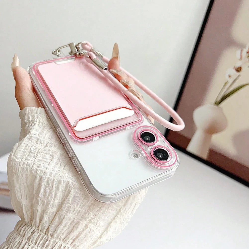 Transparent Minimalist Casual 3D Card Holder TPU With Leather Chain