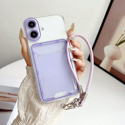 Transparent Minimalist Casual 3D Card Holder TPU With Leather Chain