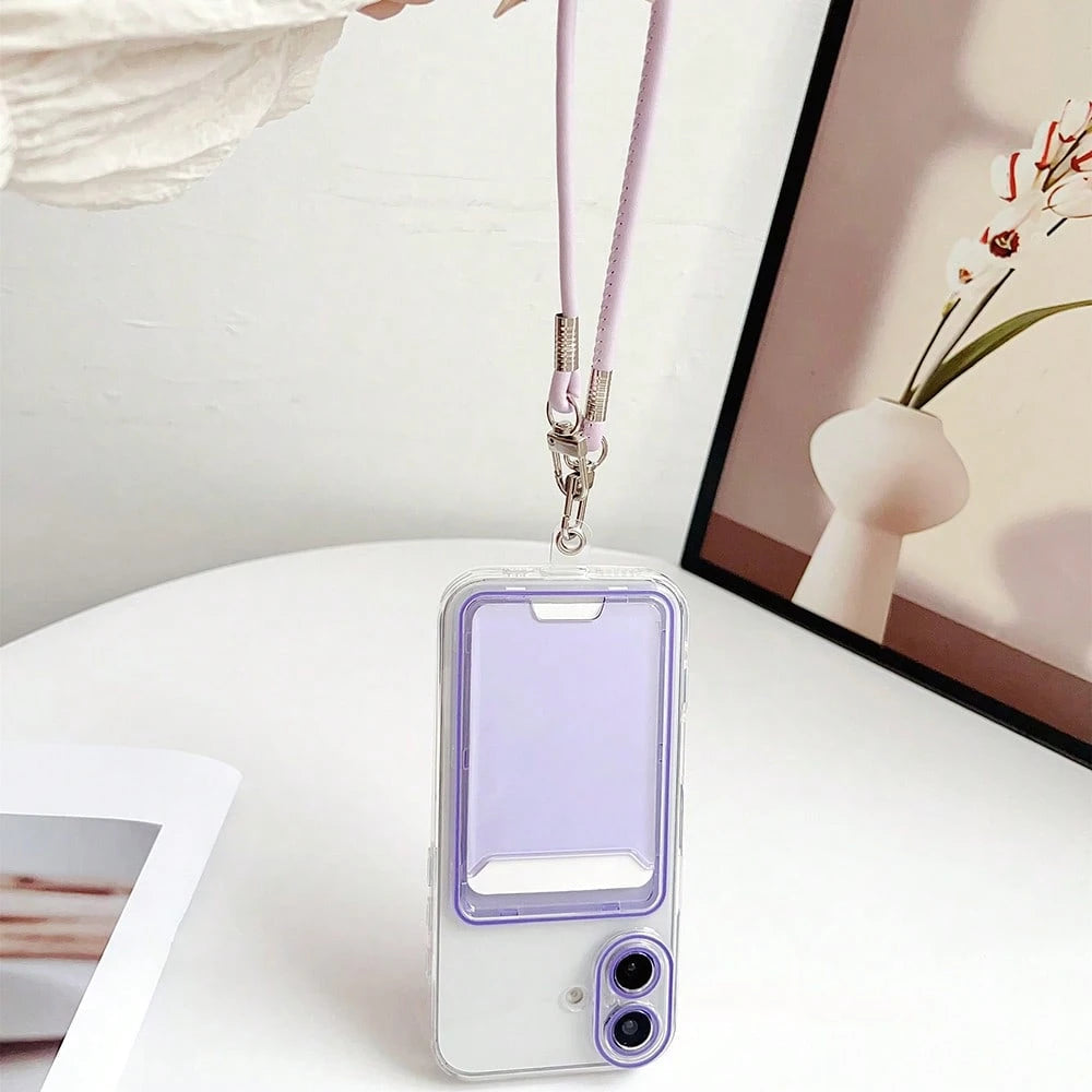 Transparent Minimalist Casual 3D Card Holder TPU With Leather Chain