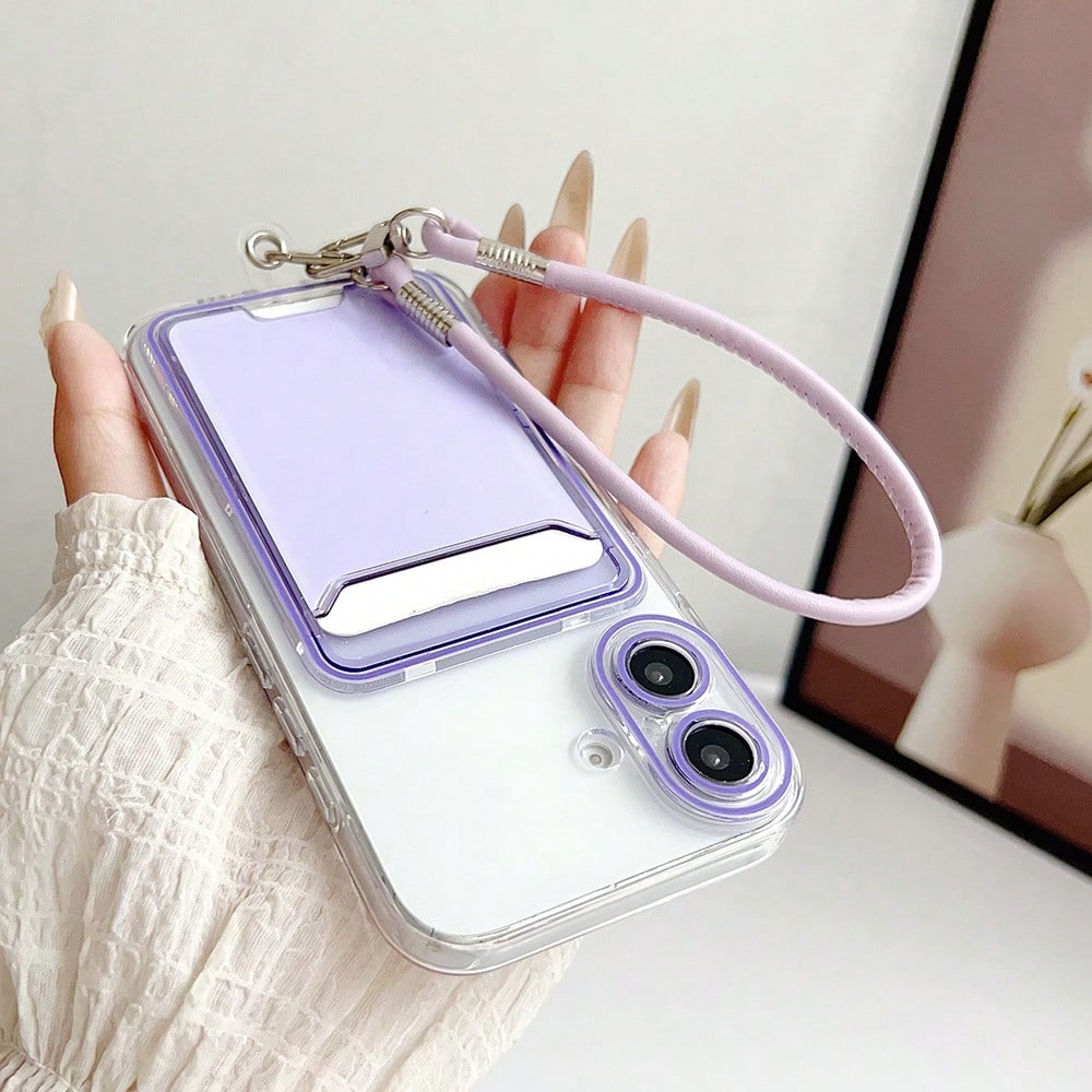 Transparent Minimalist Casual 3D Card Holder TPU With Leather Chain