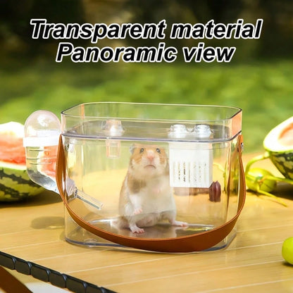 Transparent Portable Hamster Cage With Water Bottle And Cooling Box, Ventilated Travel Carrier For Hamsters, Hedgehogs, Guinea Pigs And Other Small Pets, Small Pet Supplies, Pet Cage, Pet Travel Acces