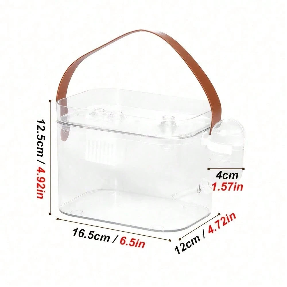 Transparent Portable Hamster Cage With Water Bottle And Cooling Box, Ventilated Travel Carrier For Hamsters, Hedgehogs, Guinea Pigs And Other Small Pets, Small Pet Supplies, Pet Cage, Pet Travel Acces