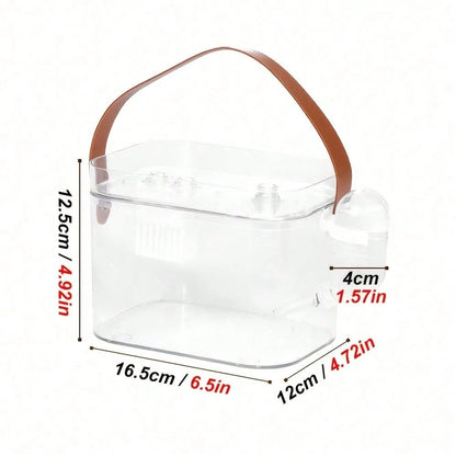 Transparent Portable Hamster Cage With Water Bottle And Cooling Box, Ventilated Travel Carrier For Hamsters, Hedgehogs, Guinea Pigs And Other Small Pets, Small Pet Supplies, Pet Cage, Pet Travel Acces