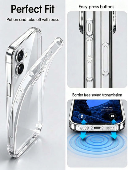 Transparent TPU Phone Case Compatible With IPhone 17 16 15 14 13 12 11 Pro Max Plus Mini Air Se3 Se2 8 7 6 Plus, Thickened Four-Corner Anti-Fall, Anti-Yellowing, Ultra-Thin Transparent Protective Cove