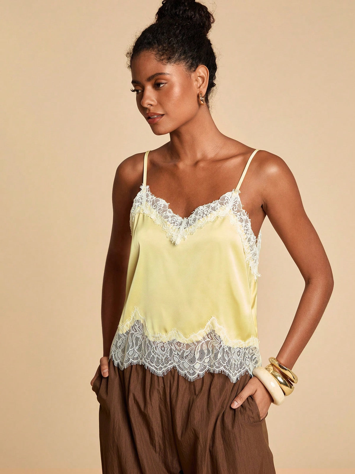 Travachic Women's Elegant Spliced Lace Casual Camisole Top For Summer